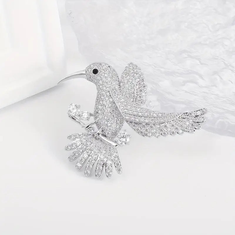 Exquisite Shiny Rhinestone Hummingbird Brooches For Women Clothing Coat Jewelry Accessries Gift