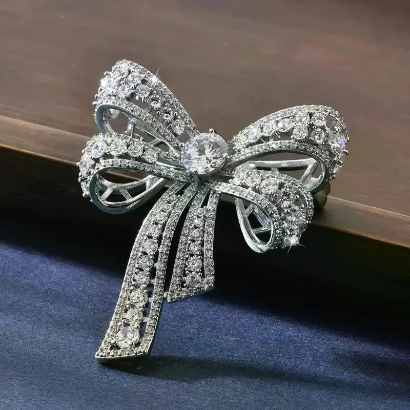 Fashion Luxurious Rhinestone Bow-knot Brooches For Women Clothing Coat Accessries Gifts