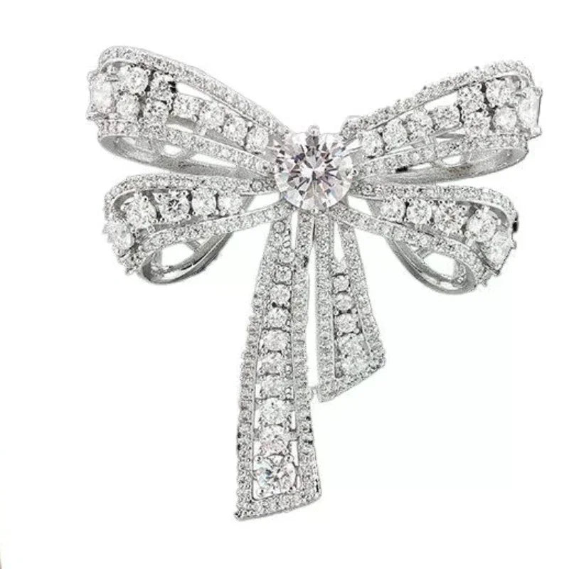 Fashion Luxurious Rhinestone Bow-knot Brooches For Women Clothing Coat Accessries Gifts