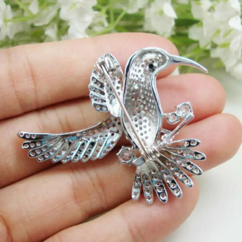 Exquisite Shiny Rhinestone Hummingbird Brooches For Women Clothing Coat Jewelry Accessries Gift