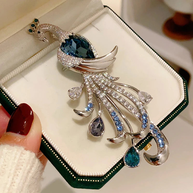 Fashion Exquisite Peacock Rhinestone Brooch For Women Clothing Coat Accessories Gifts