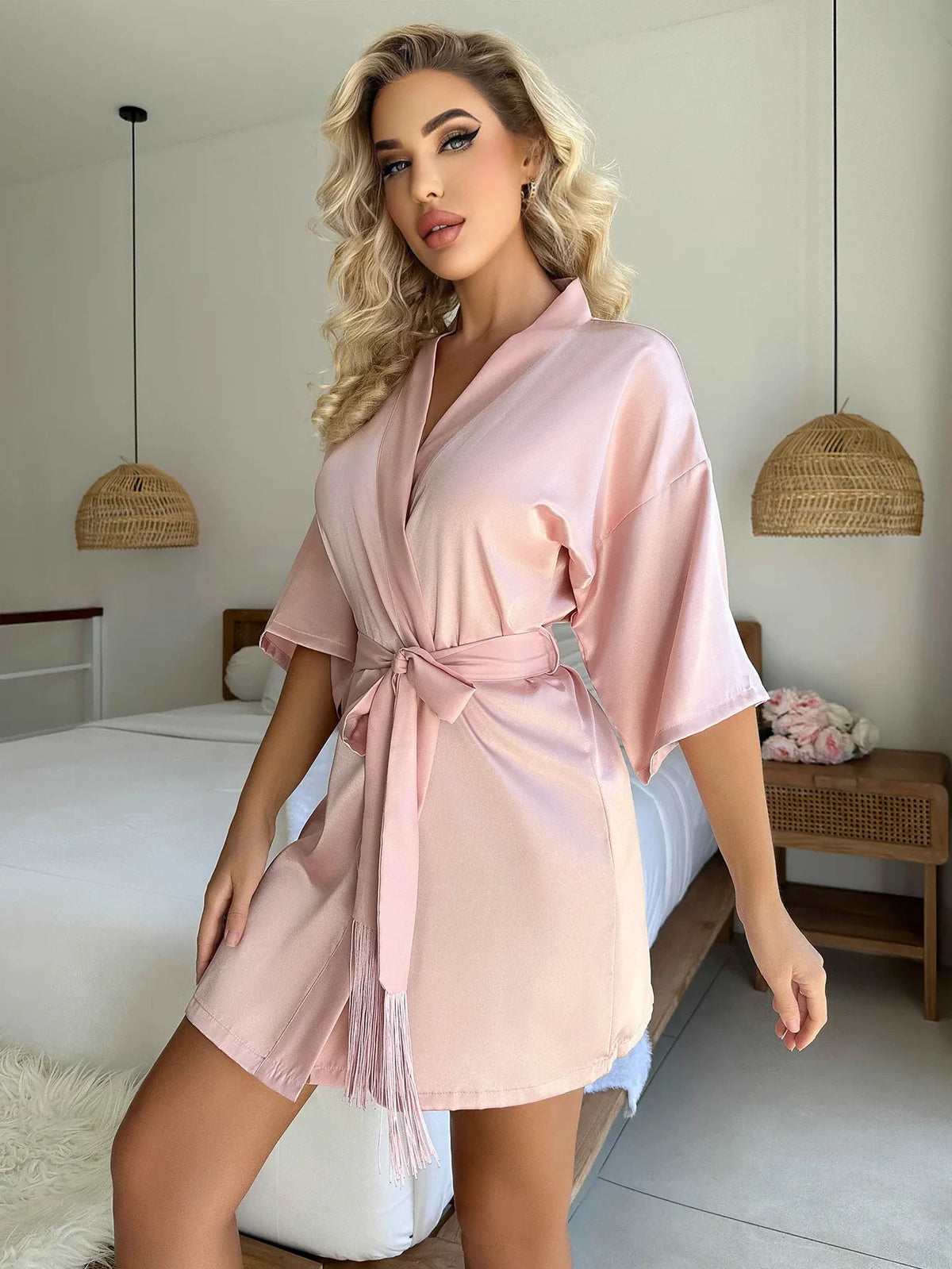 Women's Clothes 2025 Sexy Four Seasons Pajamas Dress Solid Silky Robe Comfortable Homewear Ladies Fashion Soft Lace Nightgowns