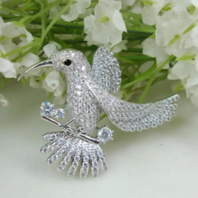 Exquisite Shiny Rhinestone Hummingbird Brooches For Women Clothing Coat Jewelry Accessries Gift