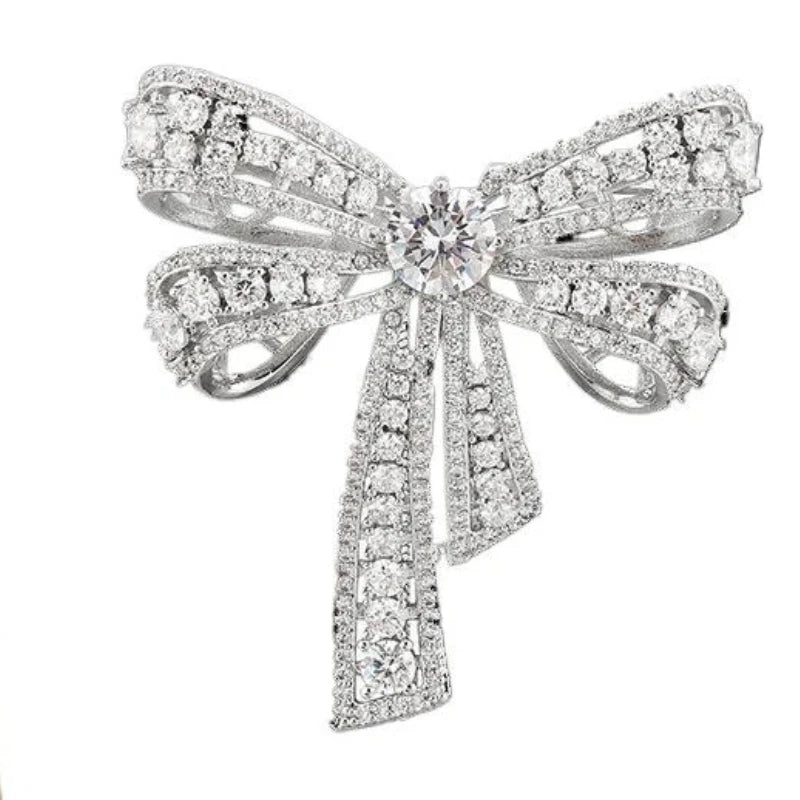 Fashion Luxurious Rhinestone Bow-knot Brooches For Women Clothing Coat Accessries Gifts