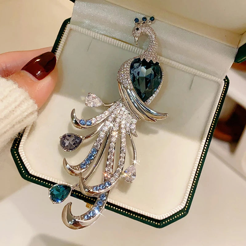Fashion Exquisite Peacock Rhinestone Brooch For Women Clothing Coat Accessories Gifts