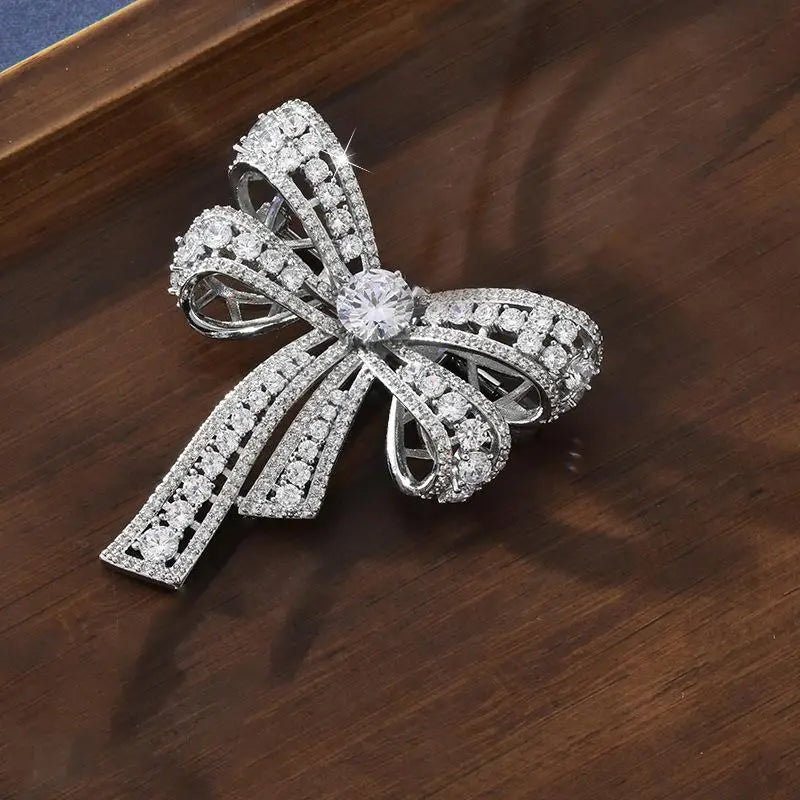 Fashion Luxurious Rhinestone Bow-knot Brooches For Women Clothing Coat Accessries Gifts