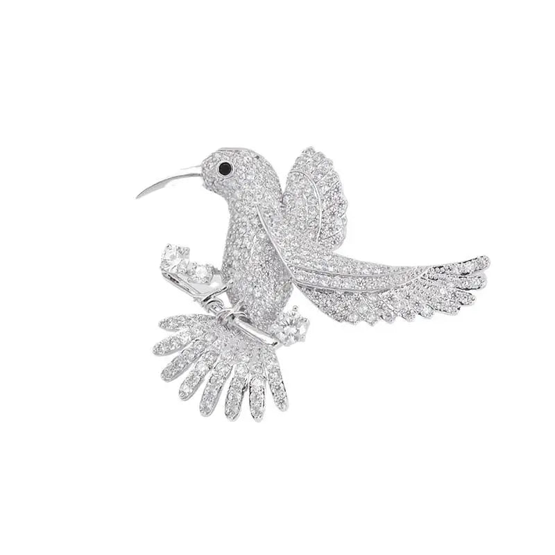 Exquisite Shiny Rhinestone Hummingbird Brooches For Women Clothing Coat Jewelry Accessries Gift