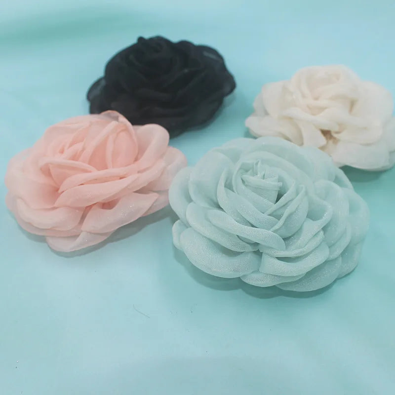 Fashion Fabric Camellia Flower Brooches For Women Clothing Jewelry Party Accessories