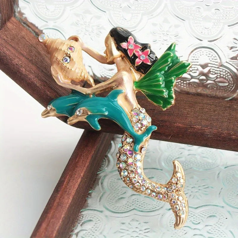 luxury mermaid brooch fashion women clothing accessories jewelry
