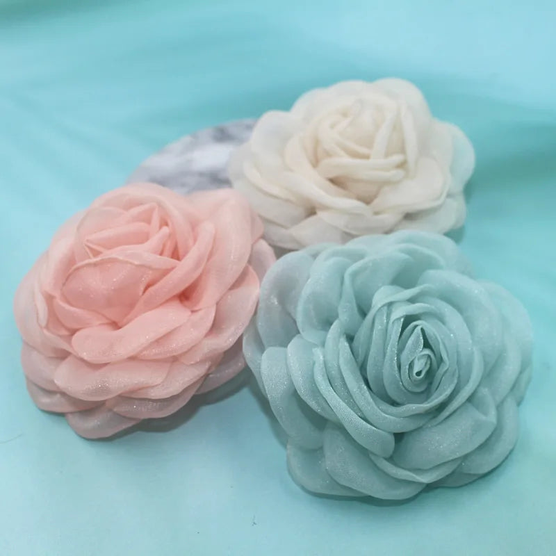 Fashion Fabric Camellia Flower Brooches For Women Clothing Jewelry Party Accessories