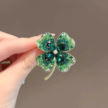 Hot Sale Fashion Rhinestone Clover Brooches Women Clothing Coat Jewelry Party Accessories