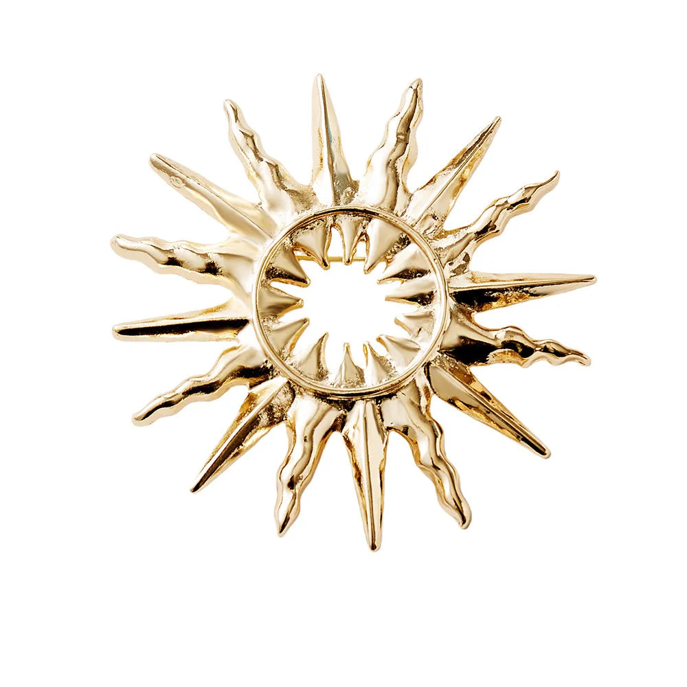 Vintage Sun Moon Star Brooches Alloy Crystal Pins Badge for Women Clothing Accessories