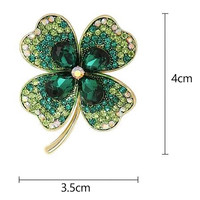 Hot Sale Fashion Rhinestone Clover Brooches Women Clothing Coat Jewelry Party Accessories