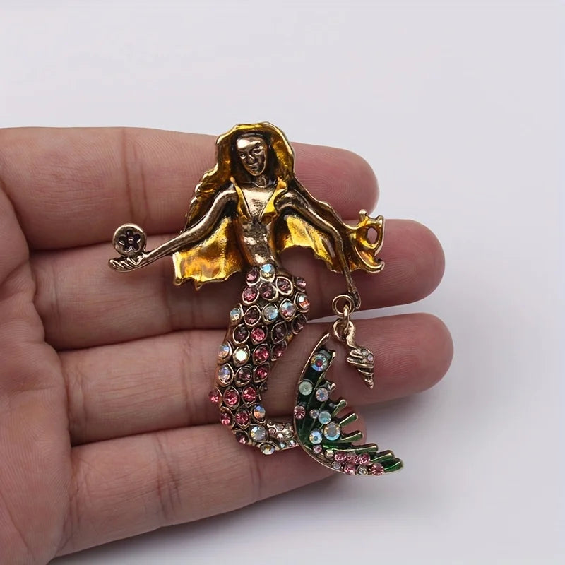 luxury mermaid brooch fashion women clothing accessories jewelry