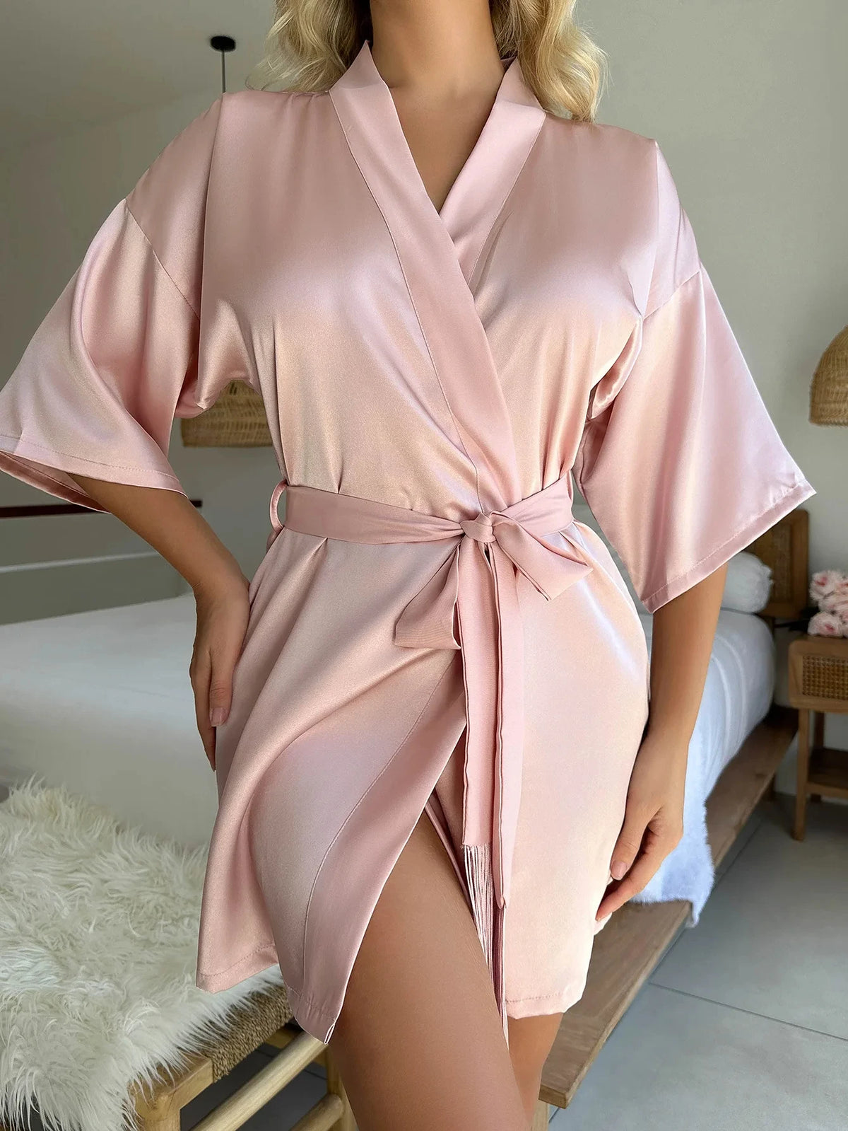 Women's Clothes 2025 Sexy Four Seasons Pajamas Dress Solid Silky Robe Comfortable Homewear Ladies Fashion Soft Lace Nightgowns