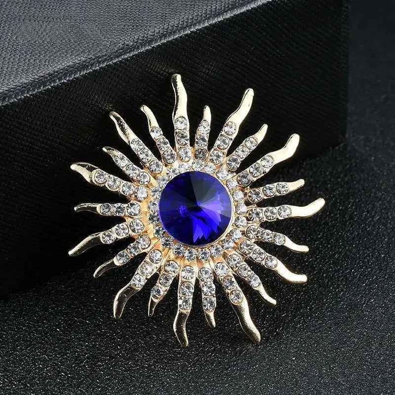 Vintage Sun Moon Star Brooches Alloy Crystal Pins Badge for Women Clothing Accessories