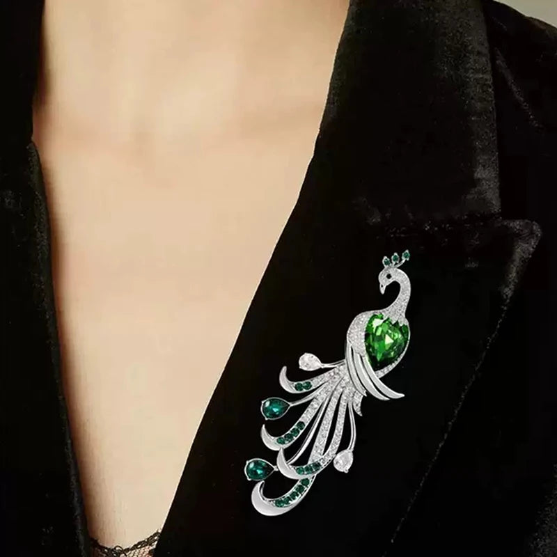 Fashion Exquisite Peacock Rhinestone Brooch For Women Clothing Coat Accessories Gifts