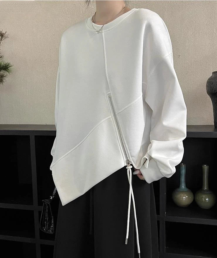 Zipper Sweatshirts Women Fashion White Pullovers  Women Clothing  Autumn Clothes Women