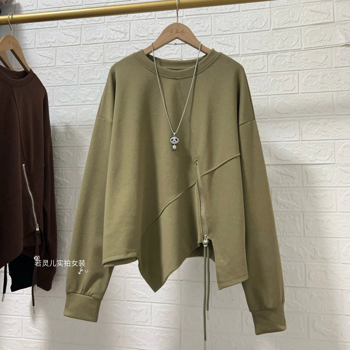 Zipper Sweatshirts Women Fashion White Pullovers  Women Clothing  Autumn Clothes Women