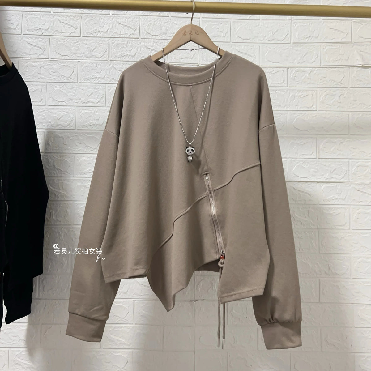 Zipper Sweatshirts Women Fashion White Pullovers  Women Clothing  Autumn Clothes Women